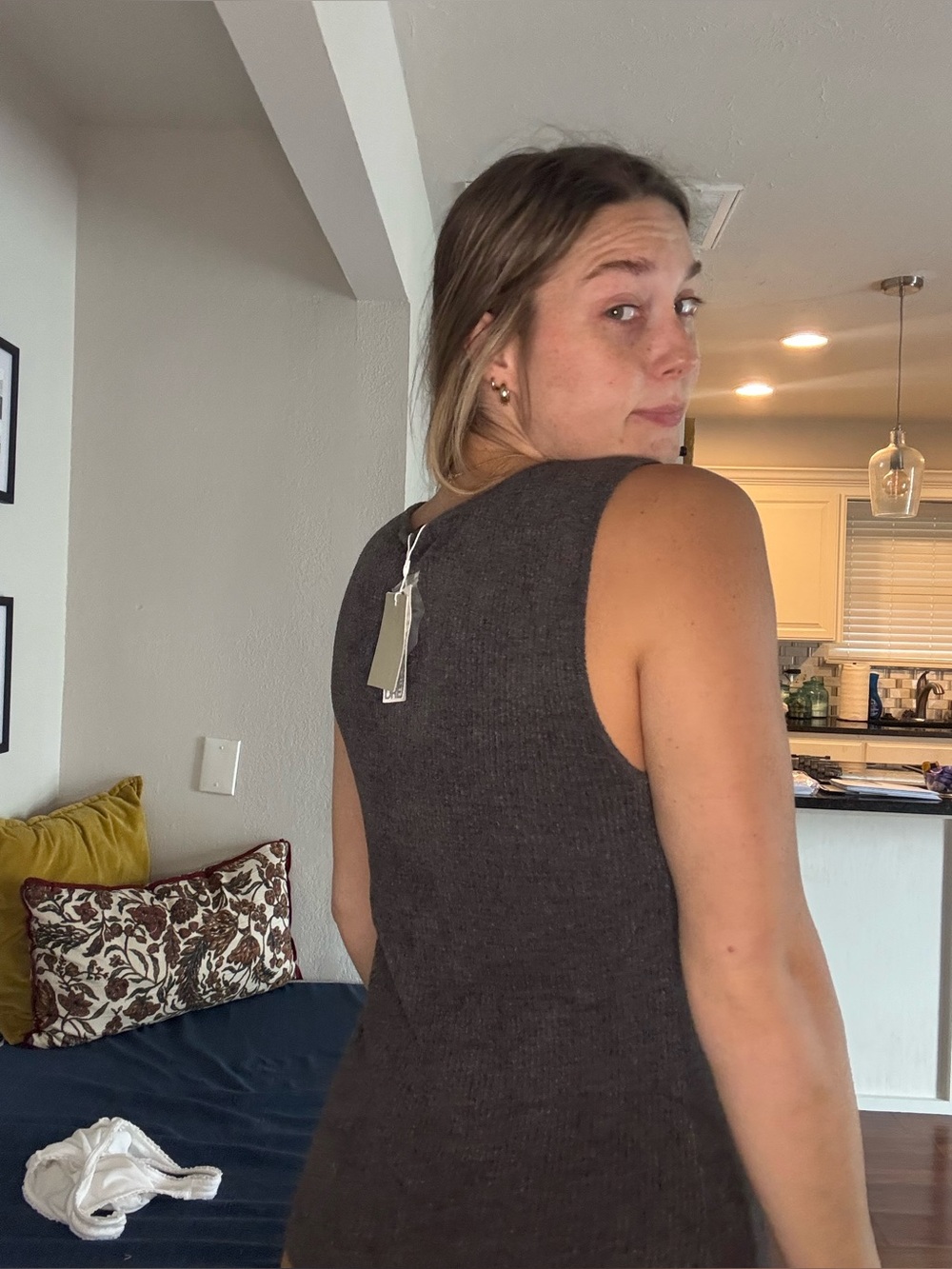 Barefoot Dreams Charcoal Ribbed Tank - Carbon Gray - Picture 3 of 7